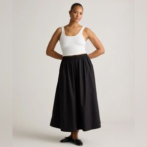 Quince 100% Organic Cotton Poplin A-line Maxi Skirt in Black